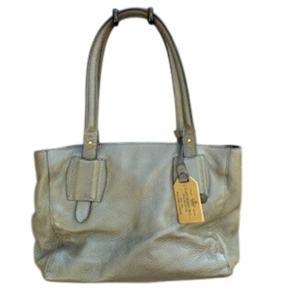 Lauren Ralph Lauren Olive Green Pebbled Leather Tote Shoulder Bag Gold Hardware